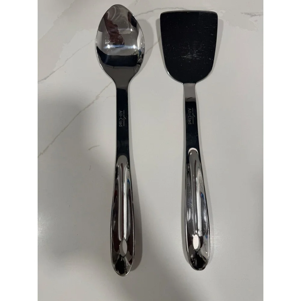 All-Clad Stainless Steel Kitchen Tool Set Basting Spoon and Square Turner 2pc